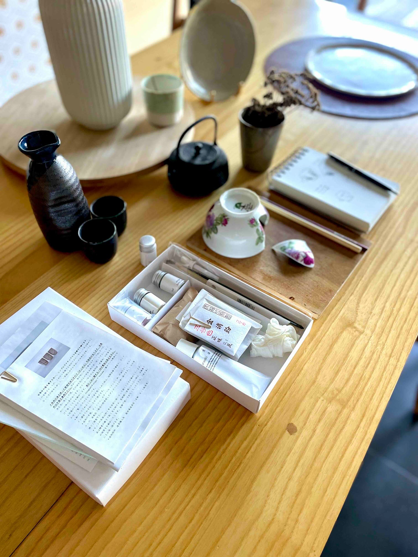 Kit de réparation Kintsugi traditionnel japonais or et argent
